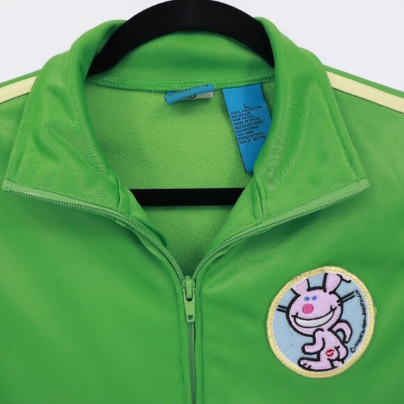 It's Happy Bunny Track Jacket Womens L Green Sporty Preppy Y2K Playful Vintage - Picture 4 of 16